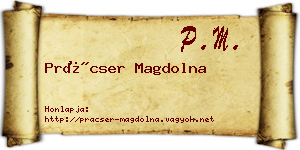 Prácser Magdolna névjegykártya
